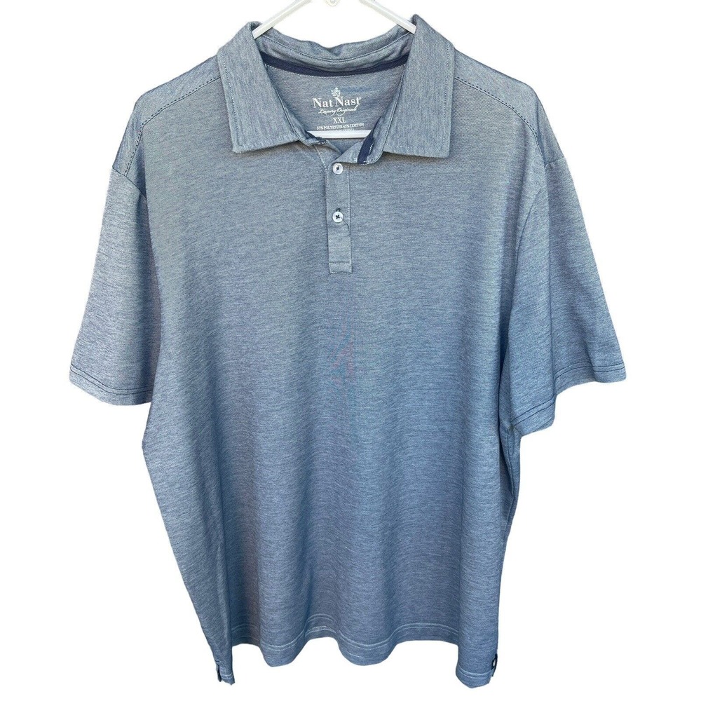 Nat Nast Polo Shirt‎ Mens XXL 2X Blue Gray Short Sleeve Luxury Original